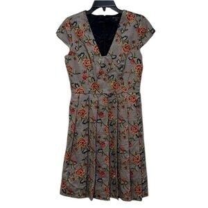 Brooks Brothers Floral Houndstooth Embroidered Midi Dress 6 Classic Preppy Caree